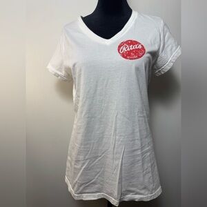 Rita's V-Neck White Distresses Graphic Logo  100%Cotton T-Shirt Size Small